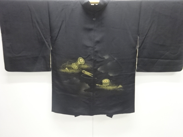 和楽器模様織り出し一つ紋絵羽織